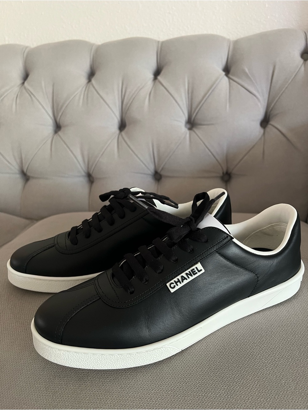 CHANEL Tennis Low-Top Sneakers Leather Size 41